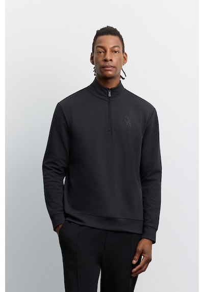 Avva Erkek Siyah Dik Yaka Fermuarlı Baskılı Kolay Ütülenen Pamuklu Regular Fit Sweatshirt A62y1310 Avva Erkek Siyah Dik Yaka Fermuarlı Baskılı Kolay Ütülenen Pamuklu Regular Fit Sweatshirt A62y1310