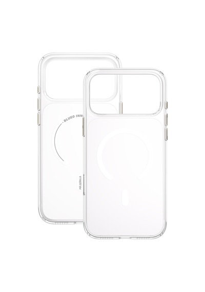 İphone 18 Pro Max Uyumlu Crystal Şeffaf Magsafe Kılıf Metal Tuşlu 6.3 Darbe Emici Beyaz