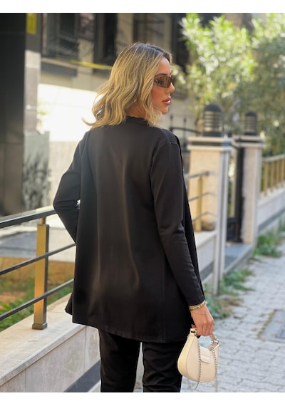 Ge Ticaret Kadın Uzun Kollukrep Üçlü Takım Siyah