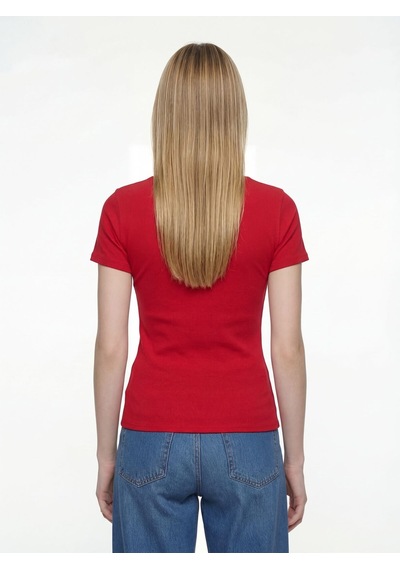 Slim Fit Kadın Tshirt K.kol Kırmızı