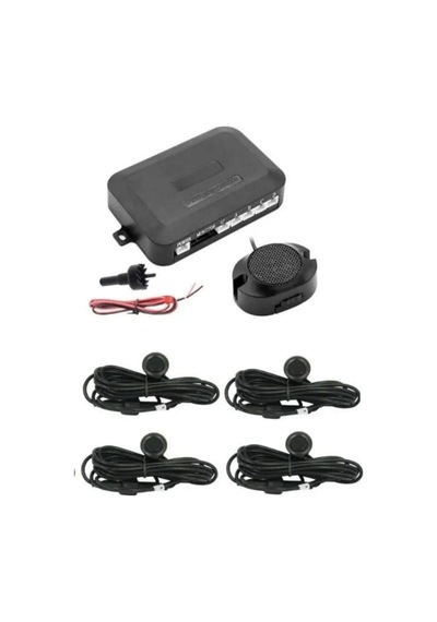 4 Gözlü Sesli İkazlı Park Sensörü Siyah 22mm Universal Geri Vites Buzzer Uyarı Sistemli Arka Tampon Delme Pançlı Park Asistan Seti C6