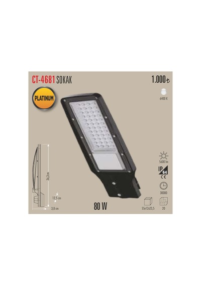 Ct-4681 80w Led Projetör 1 Adet Beyaz Işık
