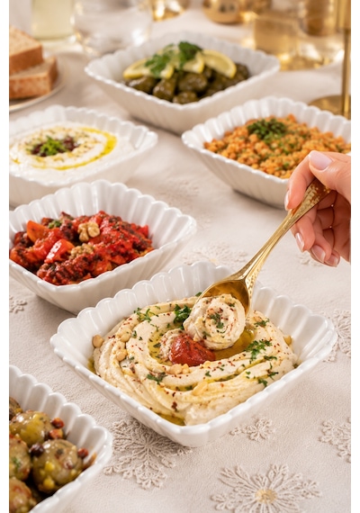 Porsima Yl-1750n 6'lı Porselen Salata Kasesi Seti 16 Cm Çok Amaçlı Servis Kasesi Beyaz