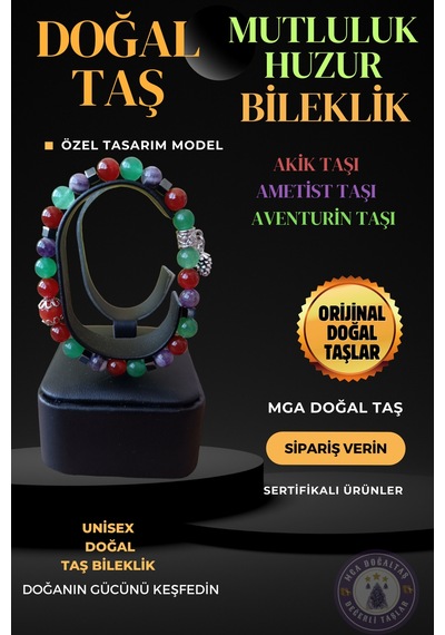 Akik Taşı Ametist Taşı Aventurin Taşı Doğal Taş Bileklik Mor Yeşil Kırmızı Mor Yeşil Kırmızı