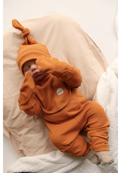 Oh Lala Koala Ahtapot Nakışlı 5li Uzun Kollu Yenidoğan Set Tarçın