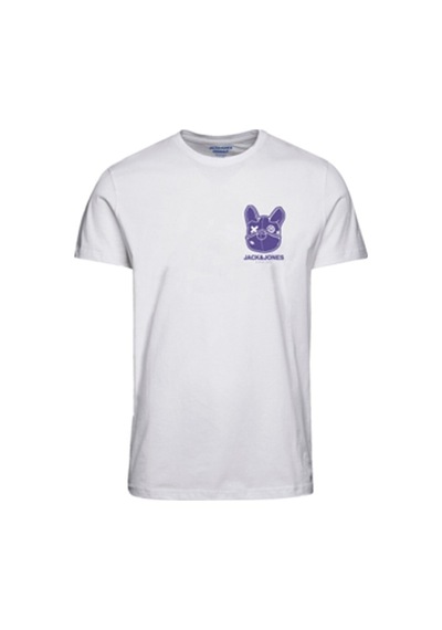 Jack & Jones Erkek Sıfır Yaka Beyaz Pamuklu T-shirt - 12238121 001