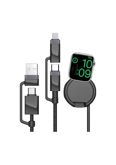 Apple Uyumlu iOS Watch Çoklu Şarj Kablosu 4in1 Süper Hızlı Şarj 60w Usb'den Type-c'/lightning'e Type-c'den Type