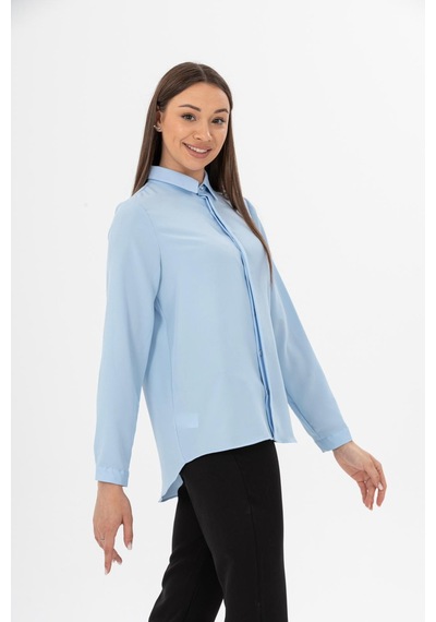 Pera Moda Basic Önü Kısa Arkası Uzun Küçük Ve Büyük Bedenli Jessica Gömlek Mavi