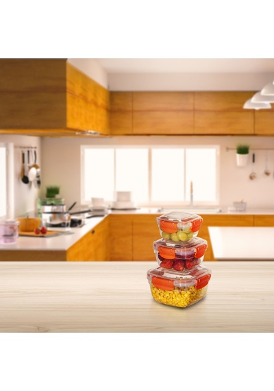 3'lü Set Master Kare Saklama Kabı 275 ML - 500 ML - 900 ML 001