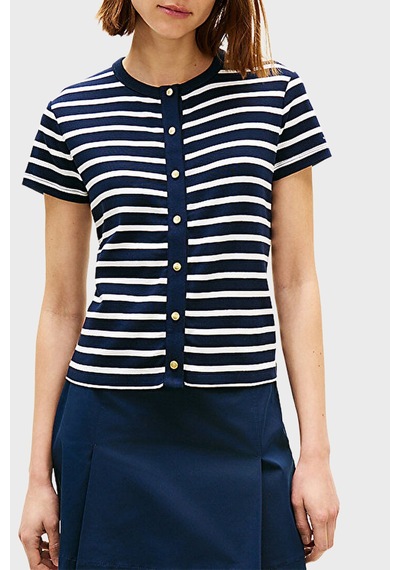 Tommy Hilfiger Bayan T Shirt Ww0ww48709 0x3 Lacivert-beyaz