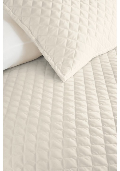 Ekru Minimal Genç Odası Tek Kişilik Pike Takımı - Bej Kapitone 160x220 Cm Mevsimlik Yatak Örtüsü Pamuksu Günce Akışı