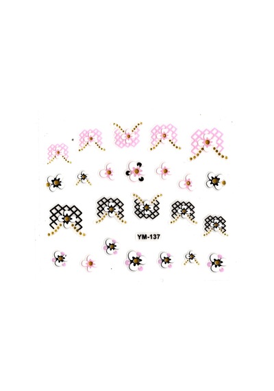 Limmy Tırnak Süsleme Sticker Nail Art Ym-137 - 6x5 Cm - Renkli Çiçekli