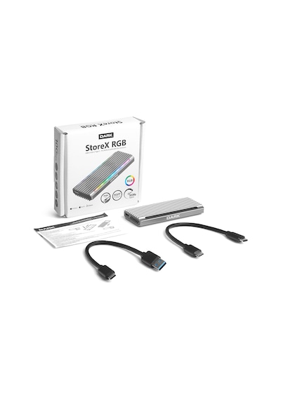 Dark USB 3.2 Gen2 Type C - M.2 NVMe & NGFF SATA SSD RGB LED