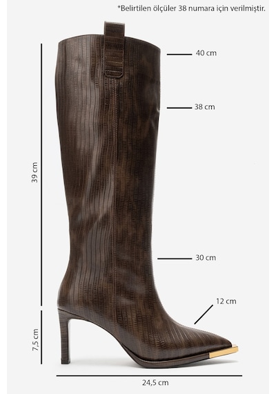 Luvi Shoes Ludmıla Kahverengi Çizgili Kadın İnce Topuklu Çizme