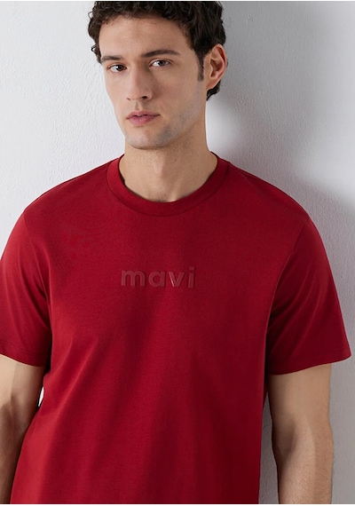 Mavi M0612732-89065 Mavi Logo Baskılı T-shirt Erkek Tişort KIrmızı