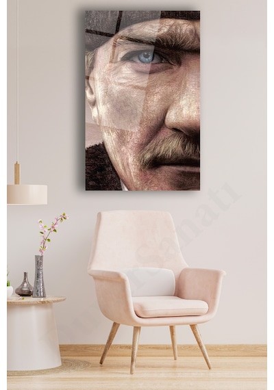 Mustafa Kemal Atatürk Portresi Cam Tablo Evlika, Ev, Ofis Ve Okul Duvar Dekoru, Hediyelik, Büyük Tablo