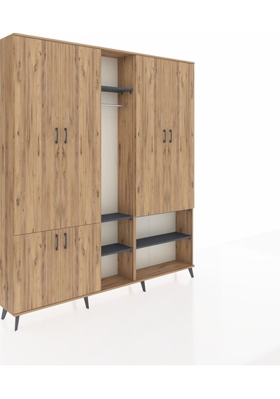 Arges Dolap 15 Raflı 5 Kapaklı Tek Askılı 220x30x243 Çam-çam/antrasit Atlas Çam/antrasıt Arges Dolap 15 Raflı 5 Kapaklı Tek Askılı 220x30x243 Çam-çam/antrasit Atlas Çam/antrasıt