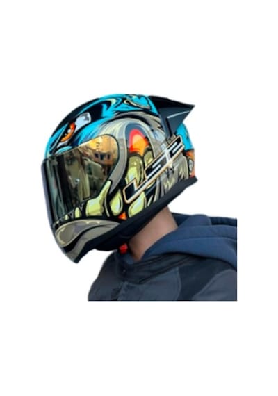 Gold Vizör + Spoiler + Ls2 Rapid 2 Kask Mor Neo Mavi