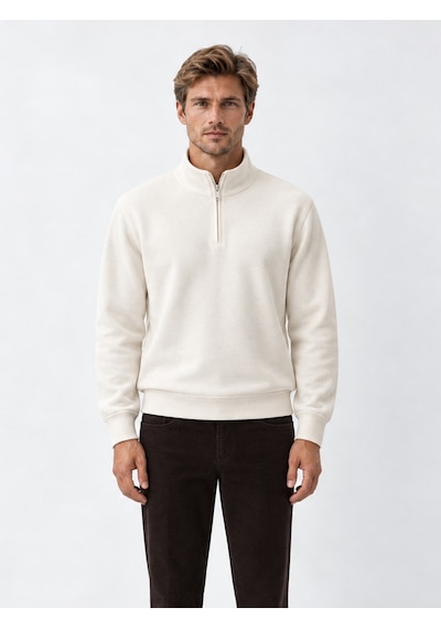 Xint Ekru Pamuk Dokulu Regular Fit Sweatshirt 300290