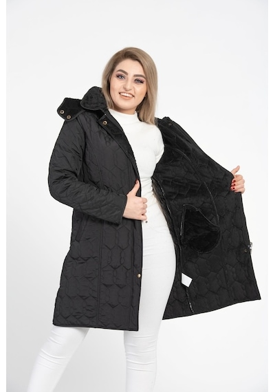 Vetre Kadın Kapitone Mont (95 Cm) Siyah Büyük Beden 1016 Çok Renkli
