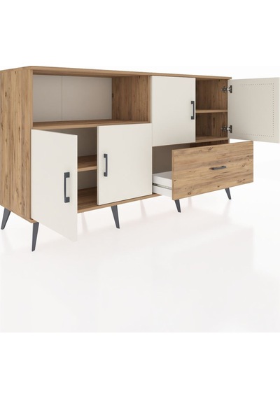 Hyperion Konsol 4 Raflı Tek Çekmeceli 4 Kapaklı 176x44x99 Çam-ayt Çam-aytaşı/çam