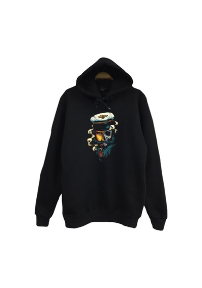 Kuru Kafa Korsan Baskılı Sweatshirt Siyah