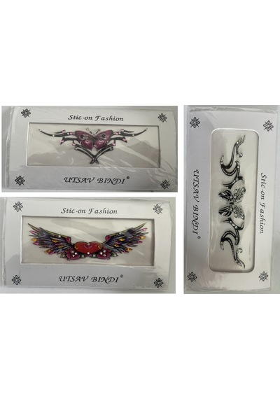 Airbrush Tattoo Taşlı Yapıştırma Dövme 3'lü Set10