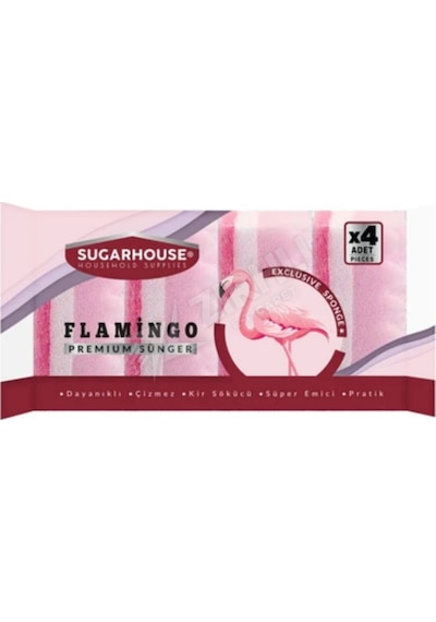 Sugar House Flamingo Çizmez Sünger Düz 4'lü
