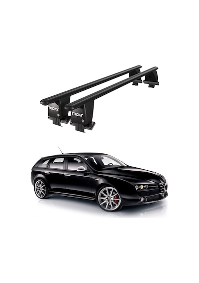 Royal Alfa Romeo 159 2006-2013 Uyumlu Siyah Kilitli Ara Atkı Port Bagaj Tavan Barı