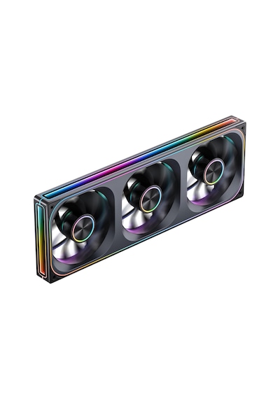 Za-360br Ters Pc Kasa Fanı, Hepsi 3 Bir Arada, 3x120mm 3pin Argb Fanlı Tek Çerçeve Ünitesi, Pwm, 4 Taraflı Sonsuzluk Ayna Fanlı Ters Bıçak Sessiz Fanlar, Alüminyum İsim Plakası, 28 Mm Kalın