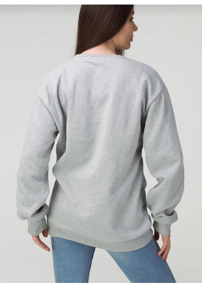 Montana Baskılı Unısex Sweat Açık Gri