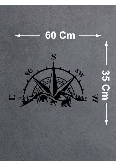 Pusula Dağ Orman Sticker - Adventure 4x4 Off Road Pickup Sticker - Araba Oto Motosiklet Karavan Sticker - 02514 60x35 Cm