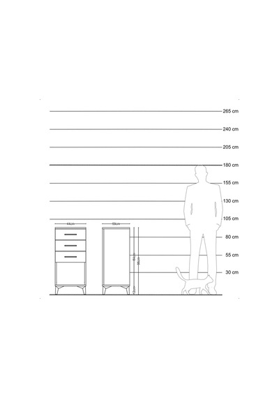 Kronos Komodin 3 Çekmeceli 44x59x96 Çam-çam Atlas Çam