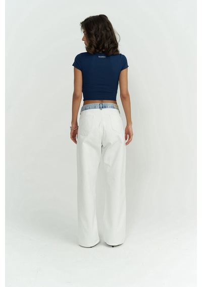 1606 - Mai Collection Toppin İndigo Penye Crop İndigo