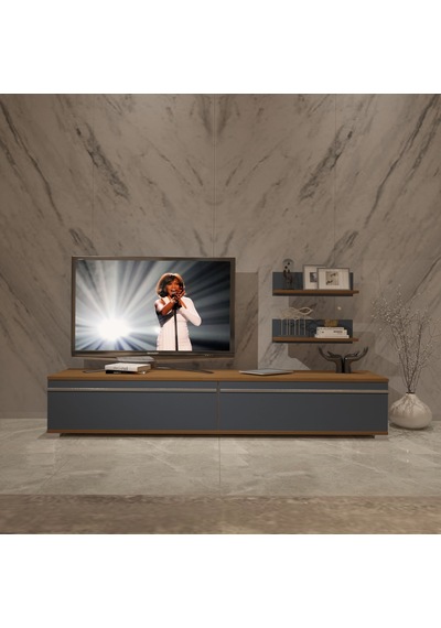Decoraktiv Eko 4 Mdf Std Tv Ünitesi Tv Sehpası Ceviz - Antrasit