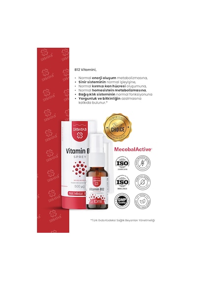 Erbatab Metilkobalamin B12 Sprey 10 Ml