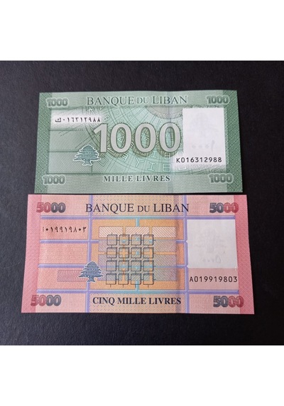 Escoines Koleksiyon 3996368f817356cfdf Lübnan 1000 - 5000 Livres Takım Çil Eski Yabancı Kağıt Para