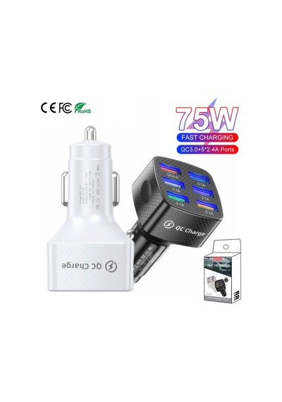 Sones Bk-360 6'sı 1 Arada Qc3.0+3.1a Usb Işıldayan Araç Şarj Cihazı Siyah