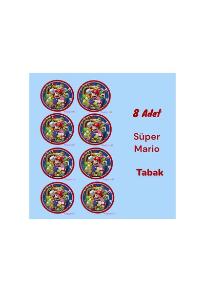 Süper Mario 8 Adet Tabak Doğum Günü Parti Malzemeleri Renkli Tüm Yaşlar