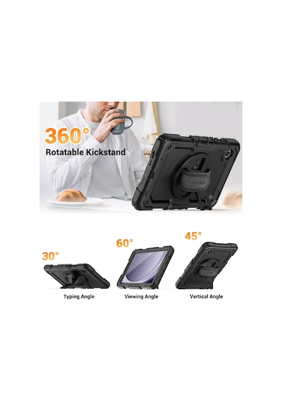Samsung Galaxy Uyumlu Tab A9 8.7 İnç Sm-x110 Kılıf Askılı Zırh Tank