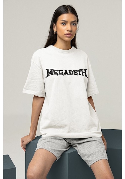 Müzik Grubu Megadeth Baskılı Unisex Oversize Rock Metal Tişört Beyaz