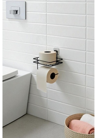 Yapışkanlı Tuvalet Wc, Stickerli Tuvalet Kağıtlığı Siyah Siyah
