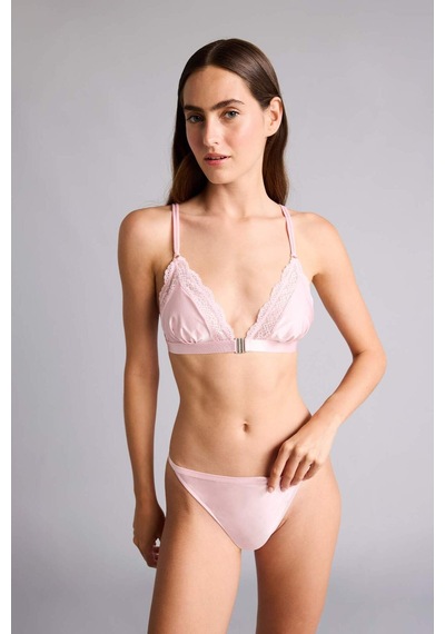 Defacto Dantel Detaylı Saten Kapsız Pedsiz Balensiz Açık Pembe Bralet G1139ax26sppn648 Pembe-pn648