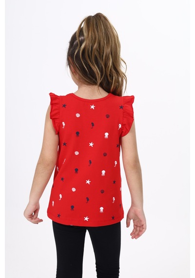 Toontoy Kids Toontoy Kız Çocuk Baskılı Atlet Kırmızı