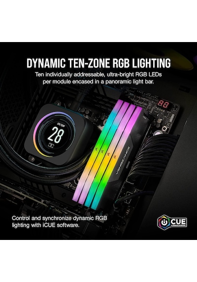 Corsaır Vengeance Rgb Ddr5 Ram 32gb 2x16gb 6200mhz Cl36 Intel Xmp İcue Uyumlu Bilgisayar Belleği - Siyah