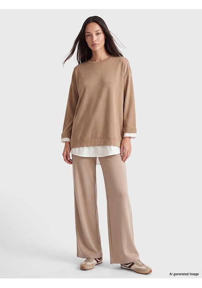 Lcw Everyday Kahverengi Oversize Soft Touch Kadın Sweatshirt