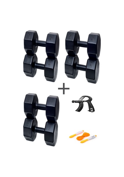 Ps Spor 3 Çift Dambıl Set 6 Kg + 8 Kg +10 Kg + Ayarlanabilir Sayaçlı El Yayı Ve Atlama İpi