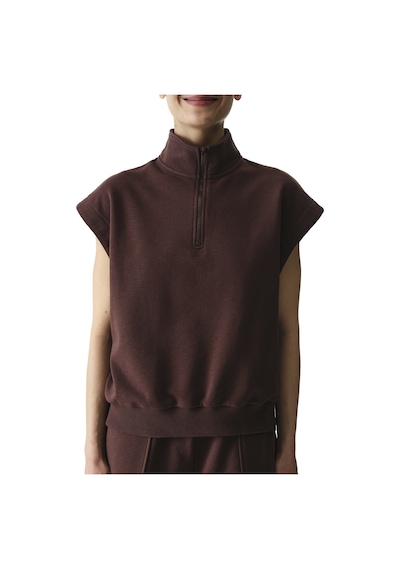 Penti Kahverengi Yarım Fermuarlı Kısa Kollu Pamuklu Sweatshirt