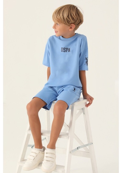 U.S. Polo Assn. Lisanslı Baseciz İndigo Erkek Çocuk Bermuda Takım 5274-43365 İndigo