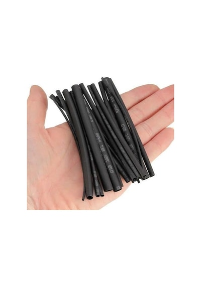 4Cm Hazır Kesilmiş Parça Daralan Makaron Siyah Set  100Adet